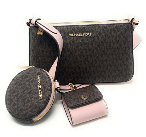 michael kors crossbody with tech attached mk signature powder|michael kors crossbody wallet purse.